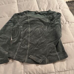 The Territory Ahead Velvet Long Sleeve Top - Teal